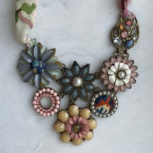 Floral statement piece tie back necklace